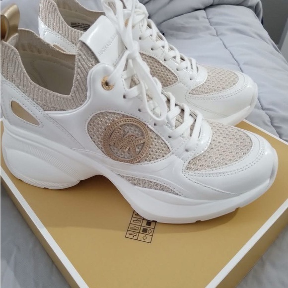 Michael Kors White and Cream Chunky Sneakers - Picture 1 of 2